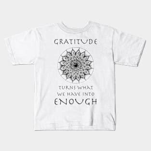 Hand drawn mandala with sign about gratitude Kids T-Shirt